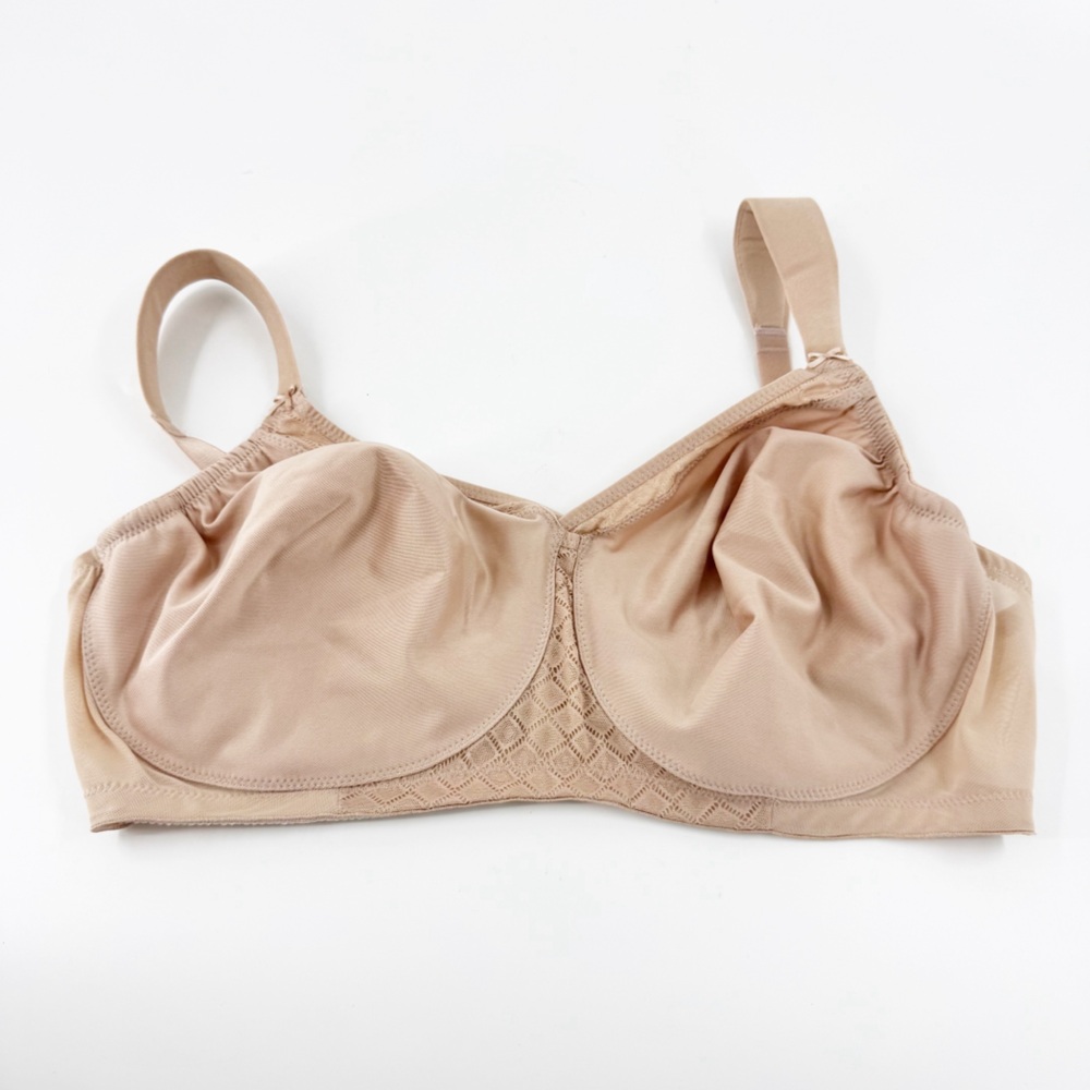 ✅ Glamorise Womens Beige Wireless Unpadded Back Closure Full‎ Coverage Bra 44DD